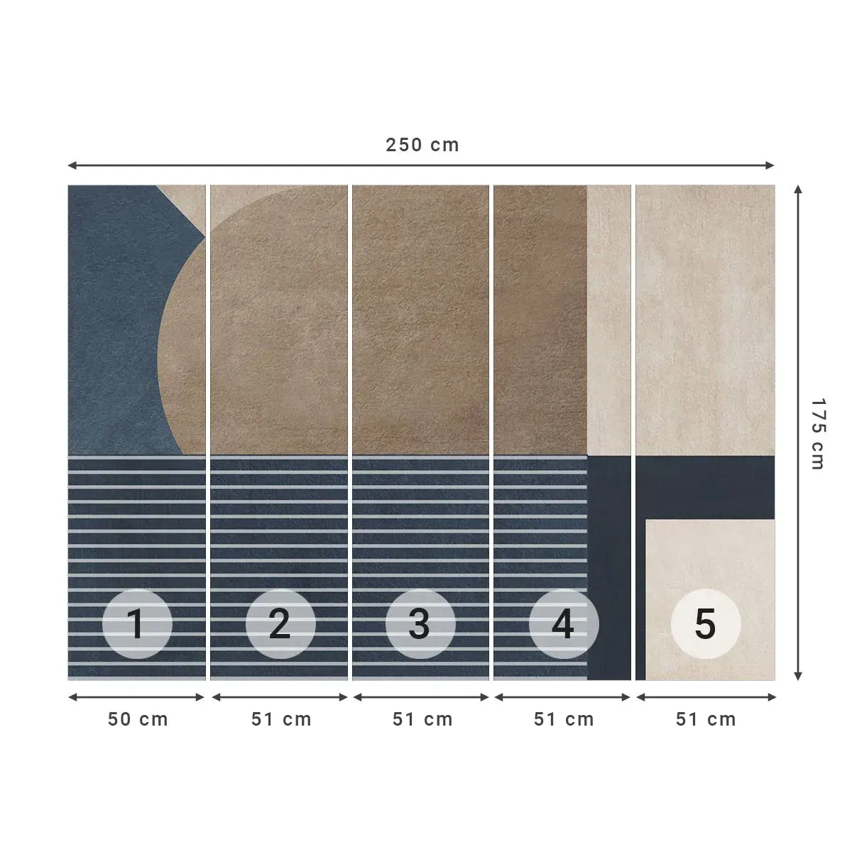 Självhäftande Fototapet Deluxe Sticker - Komposition av enkelhet och rundhet - Minimalism, Abstraktion, Bit - 250x175 cm