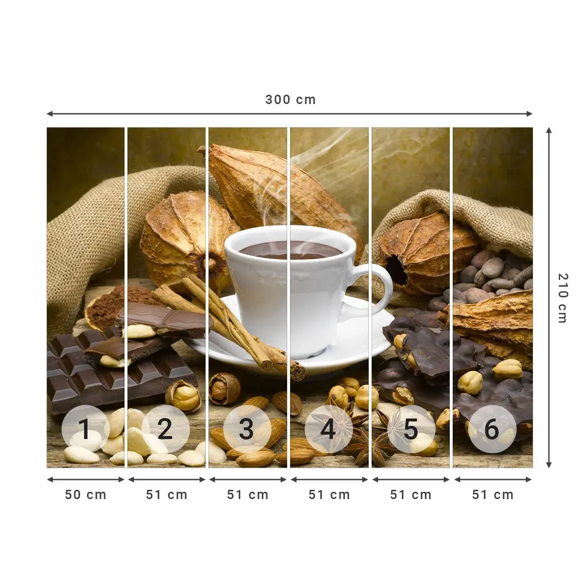 Self-Adhesive Photo Wallpaper Deluxe Sticker - For Adventure Hunters - Gastronomy, Chocolate, Coffee - 300x210 cm
