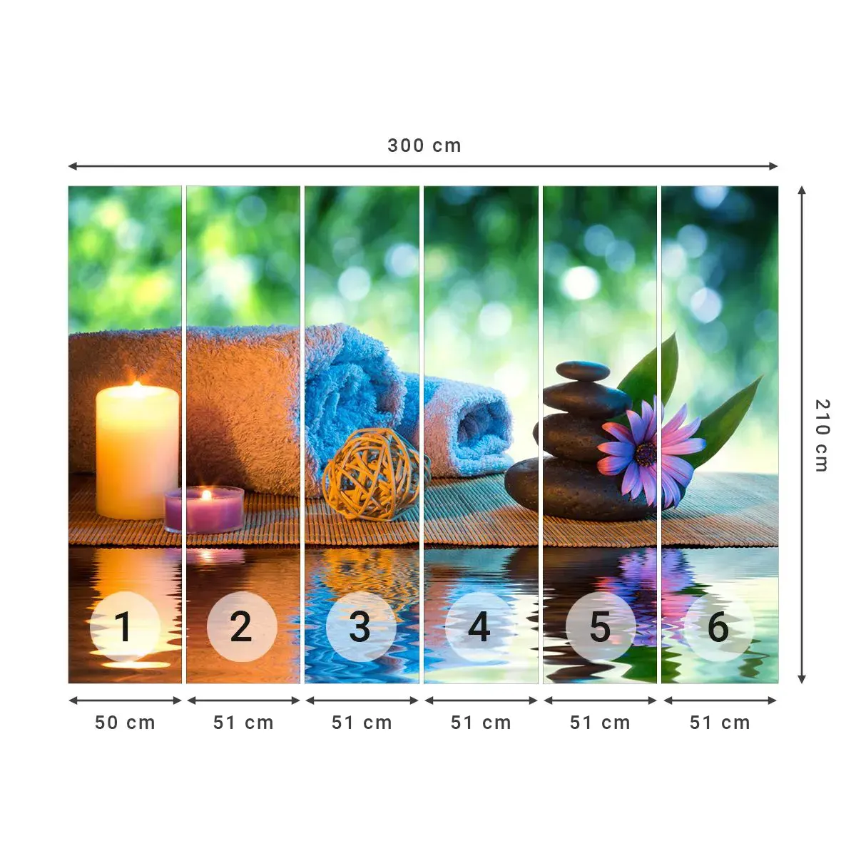 Zelfklevend Fotobehang Deluxe Sticker - Tijd voor het lichaam - Spa, Kaars, Cultuur Japan - 300x210 cm