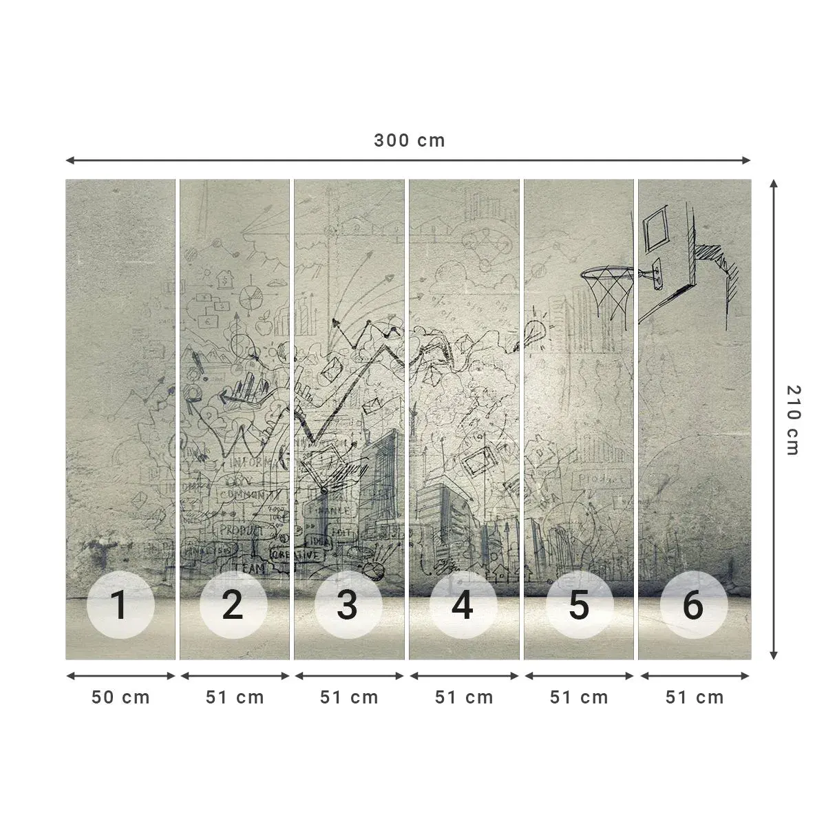 Selbstklebende Fototapete Deluxe Sticker - Mein tolles Stadtleben - Graffiti, Stück, Grafik - 300x210 cm