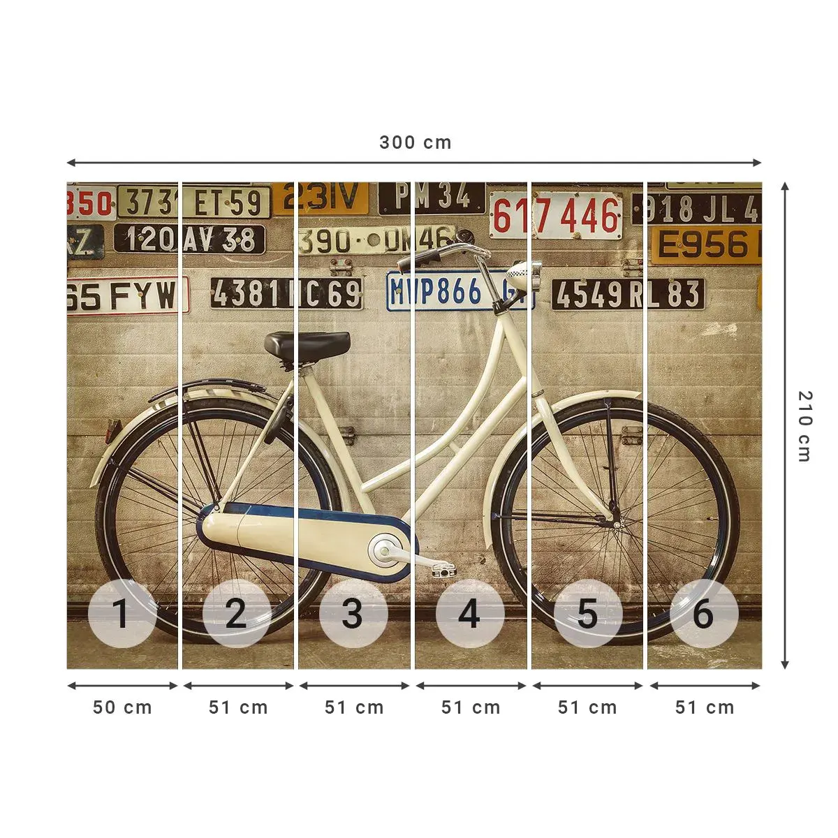 Papel de Parede Autocolante Deluxe Sticker - Sem complexos - Mural, Bicicleta, Pratos - 300x210 cm