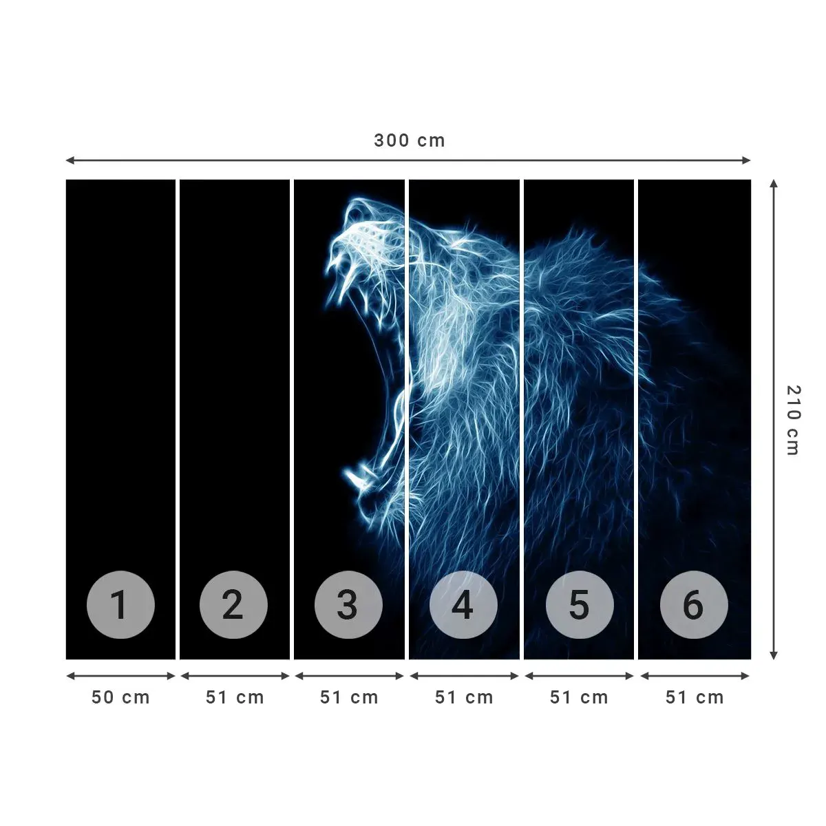 Fotomurali Autoadesivo Deluxe Sticker - La rabbia infuocata del re - Astrazione, Leone, Animali - 300x210 cm