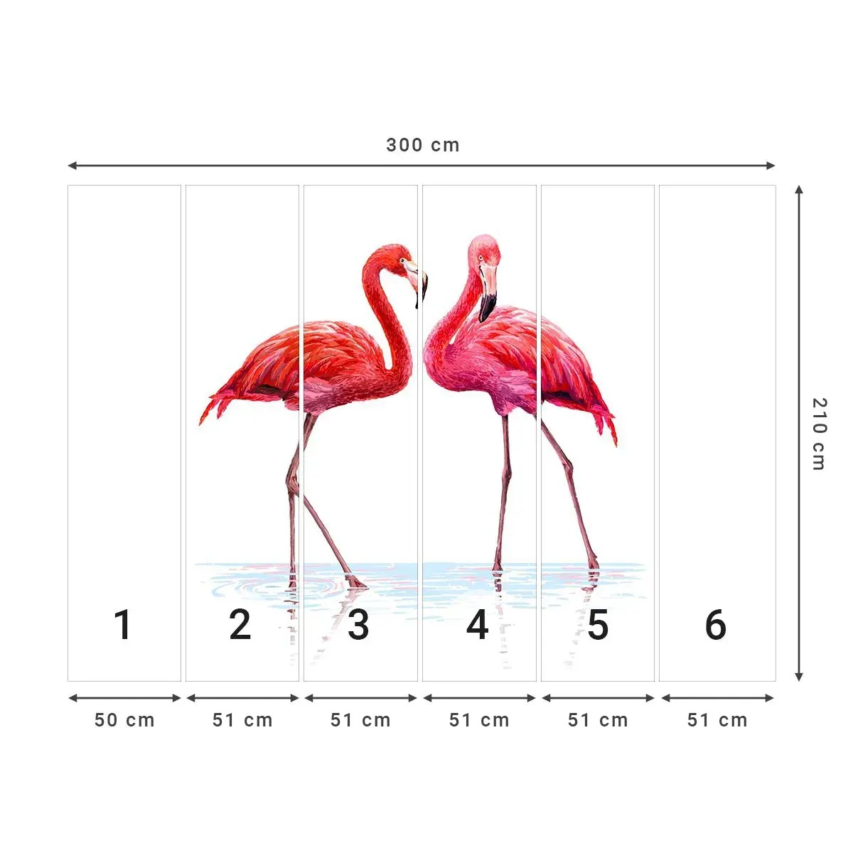 Selbstklebende Fototapete Deluxe Sticker - Rosa randez-vous - Flamingos, Vögel, Stück - 300x210 cm