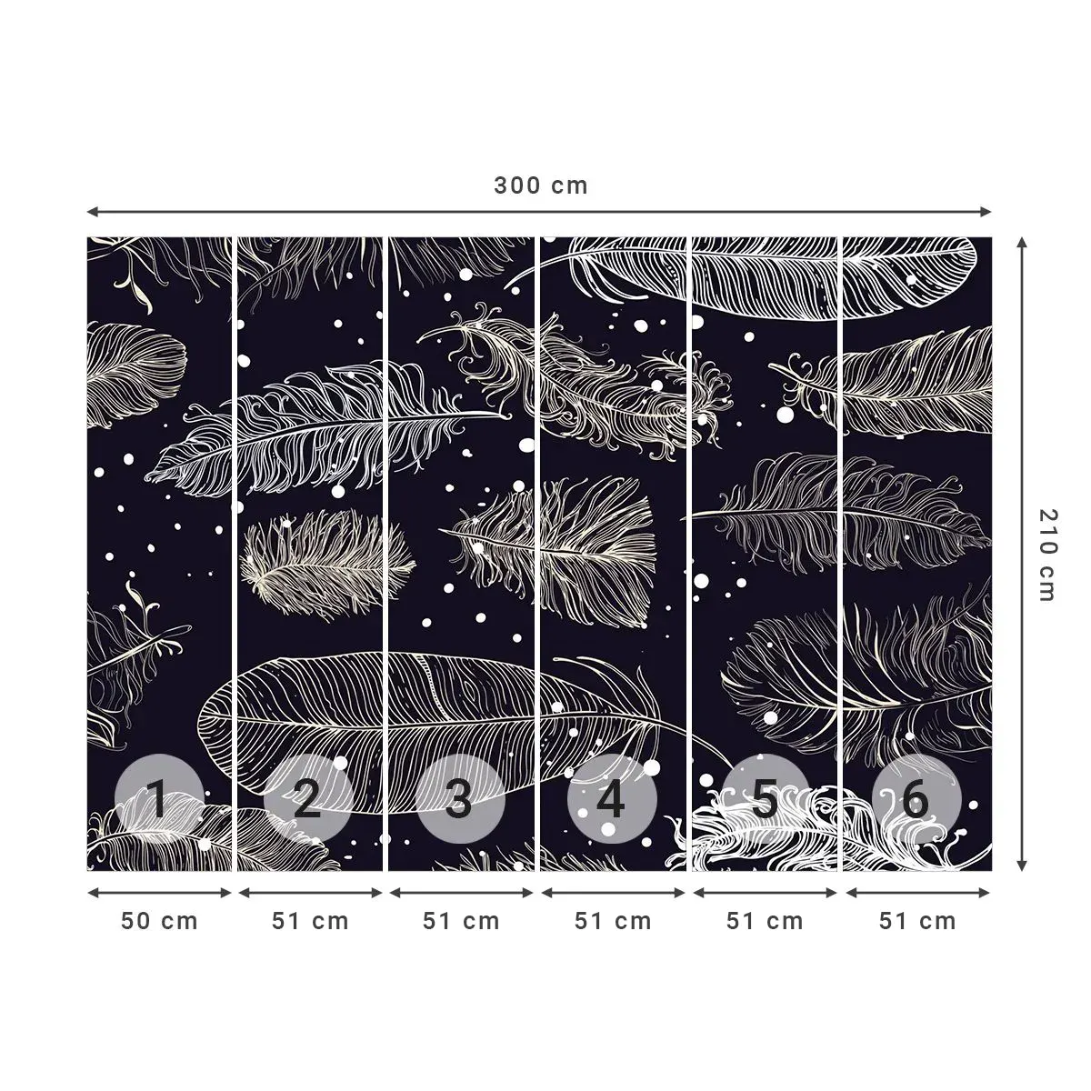 Fotomural Autadhesivo Deluxe Sticker - Encaje de plumas - pluma de pájaro, Gráficos, Pedazo - 300x210 cm