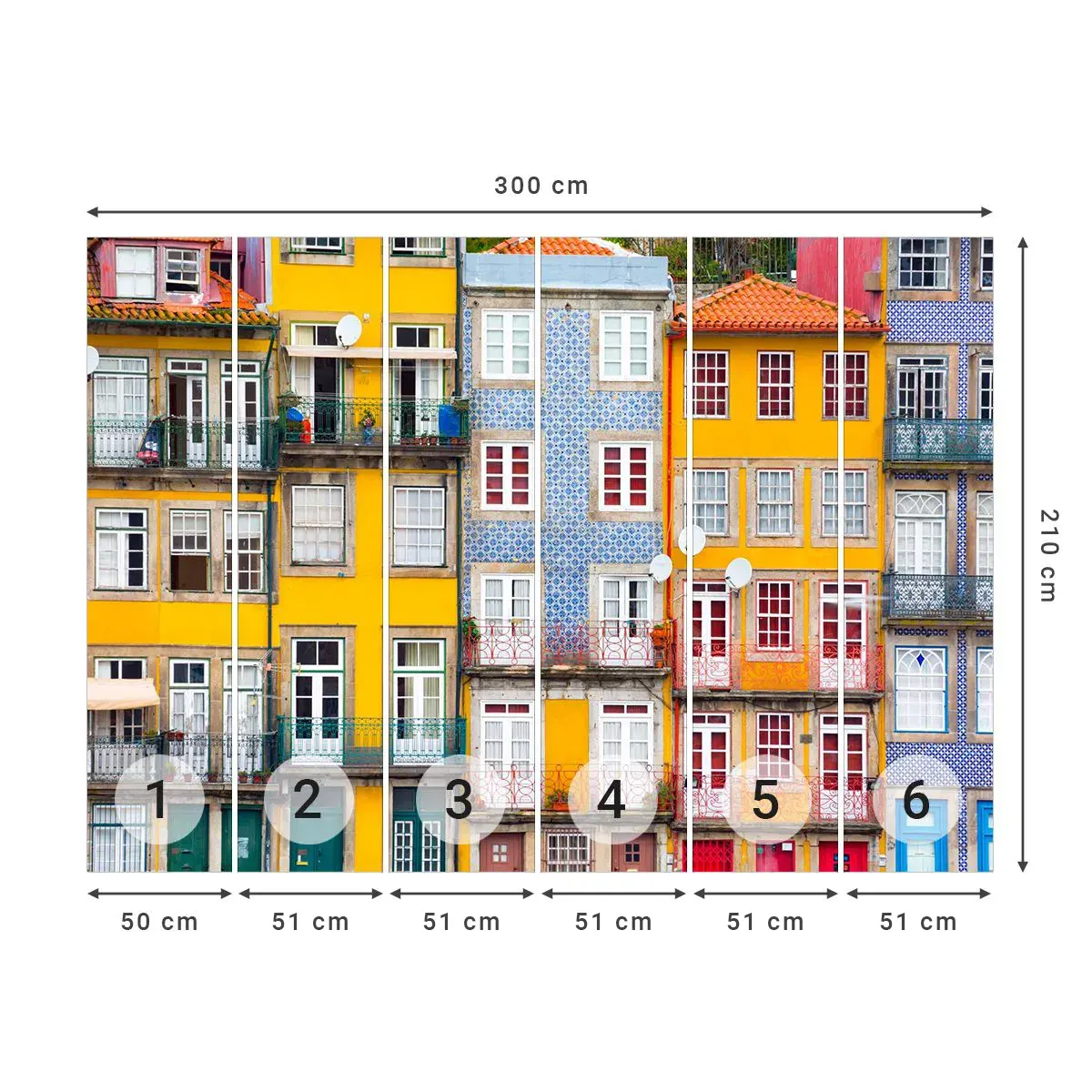 Tapet Autoadeziv Deluxe Sticker - Culorile orașului vechi - Oraș, Porto, Arhitectură - 300x210 cm