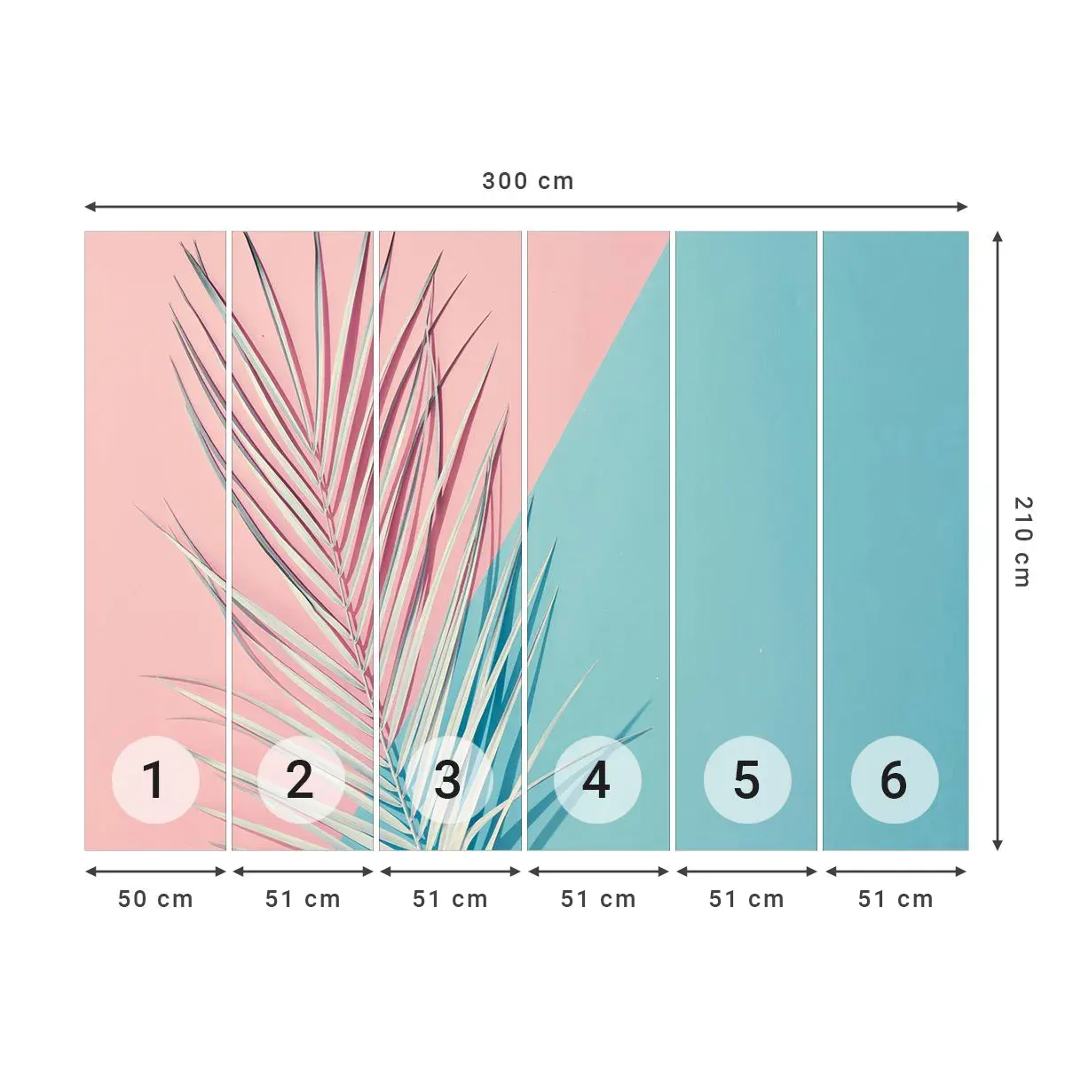 Selbstklebende Fototapete Deluxe Sticker - Tropischer Eindruck - Palmblatt, Abstraktion, Grafik - 300x210 cm