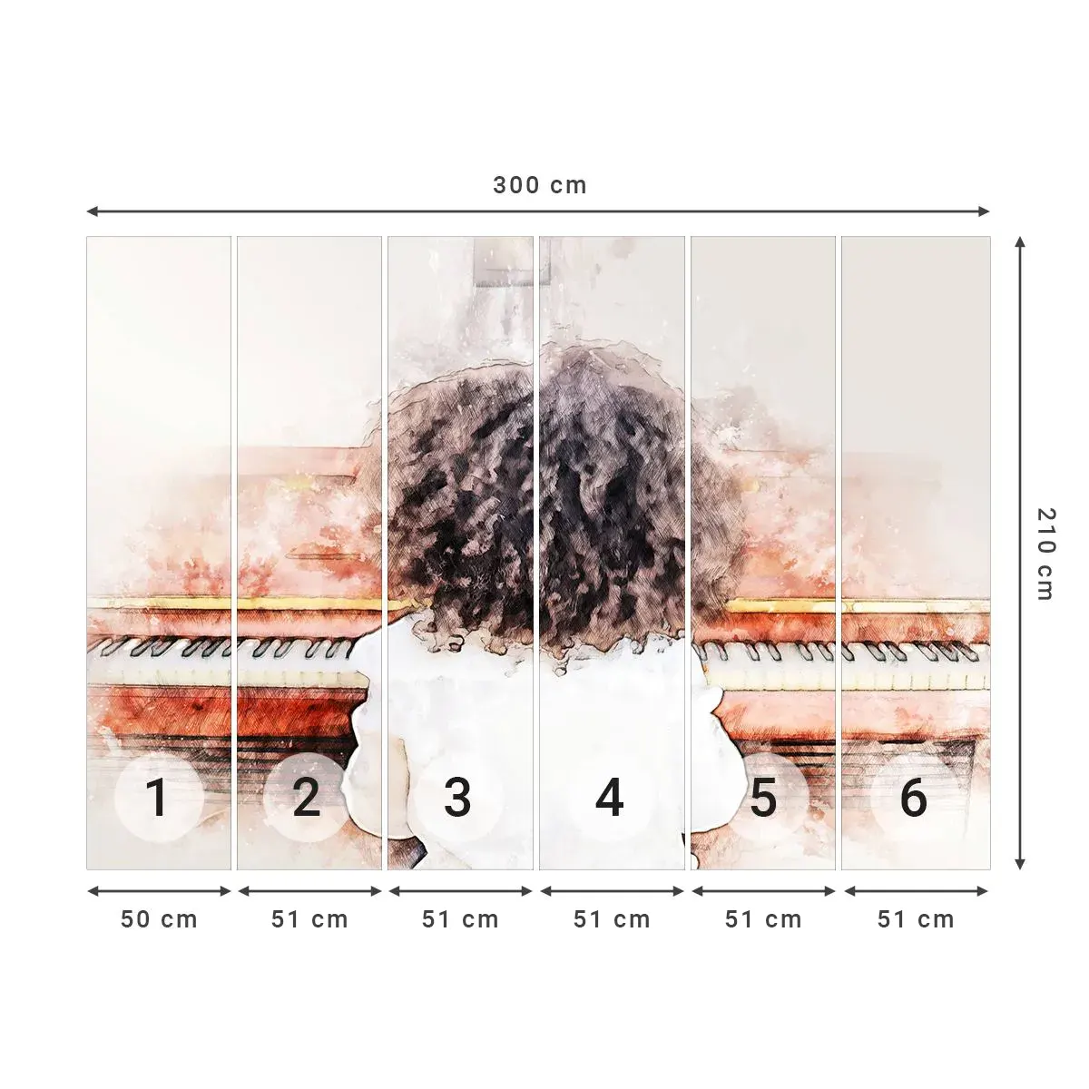 Selbstklebende Fototapete Deluxe Sticker - In der neuen Welt - Klavier, Musik, Musiker - 300x210 cm