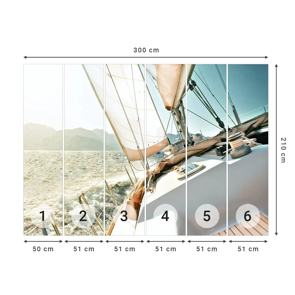 Papel de Parede Autocolante Deluxe Sticker - Sob a vela - Iate, navegação, Mar - 300x210 cm