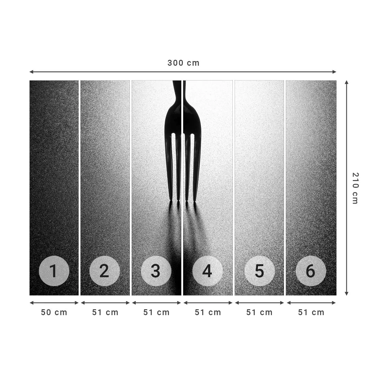 Samolepiaca Fototapeta Deluxe Sticker - Svetlo a tieň - Vidlička, Príbory, Kuchyňa - 300x210 cm