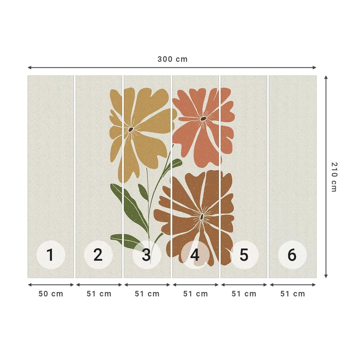Tapet Autoadeziv Deluxe Sticker - Natură și geometrie - Boho, Flori, Minimalism - 300x210 cm