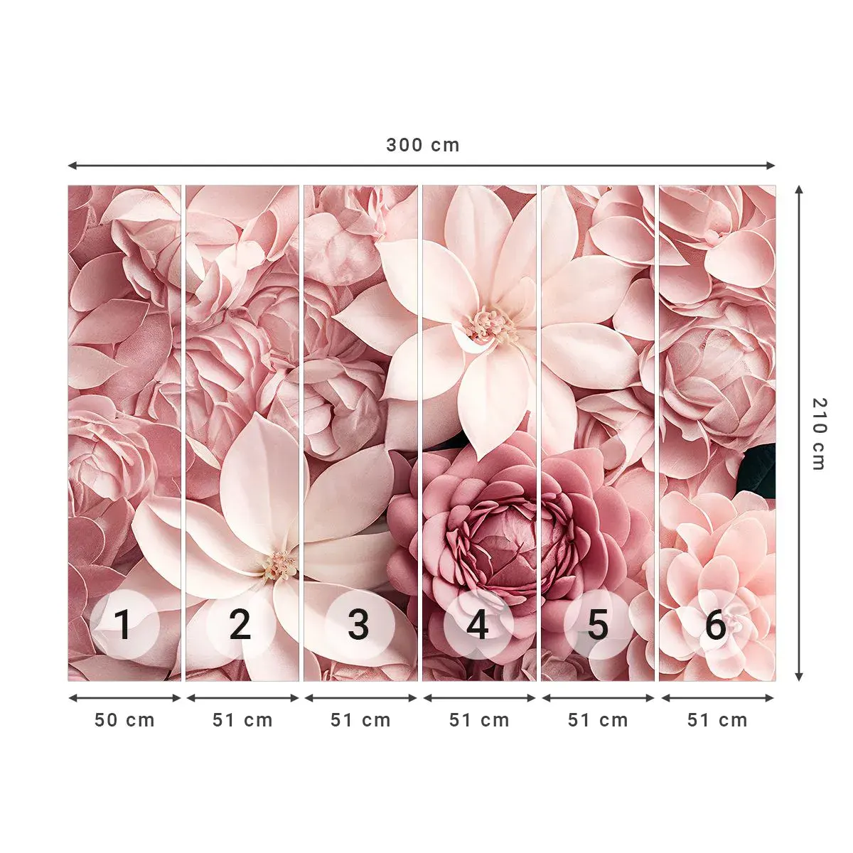 Selbstklebende Fototapete Deluxe Sticker - In rosa Blütenblättern - Blumen, Pastell, Hell - 300x210 cm