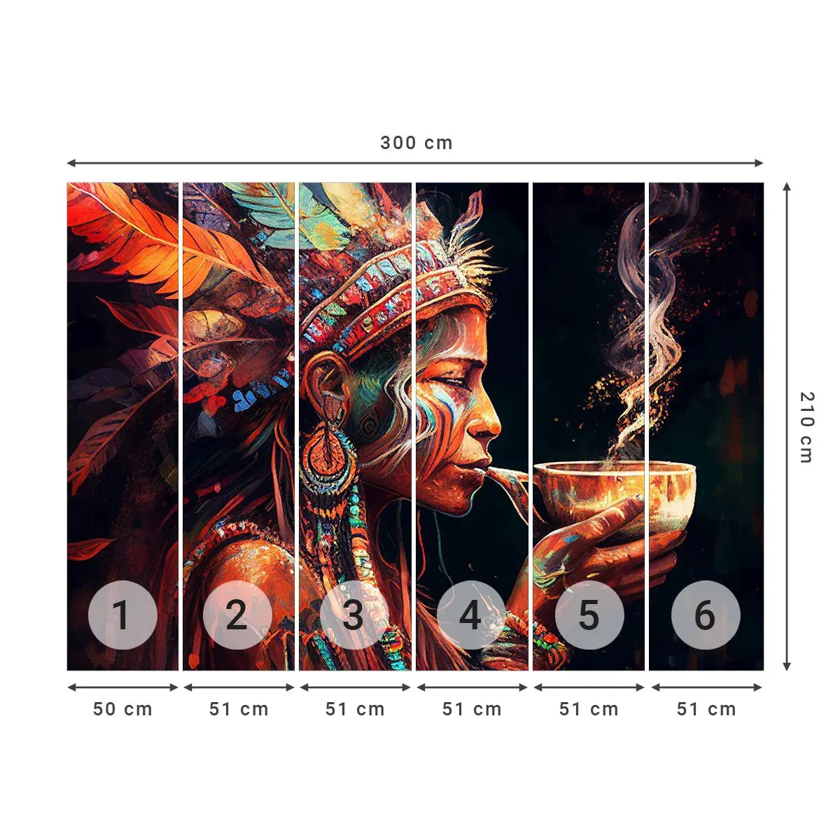 Selbstklebende Fototapete Deluxe Sticker - Magisches Ritual - Schamane, indisch, Ayahuasca - 300x210 cm