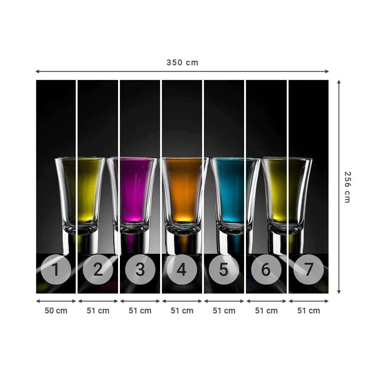 Self-Adhesive Photo Wallpaper Deluxe Sticker - Colours of Joy - Gastronomy, Drinks, Glasses - 350x256 cm