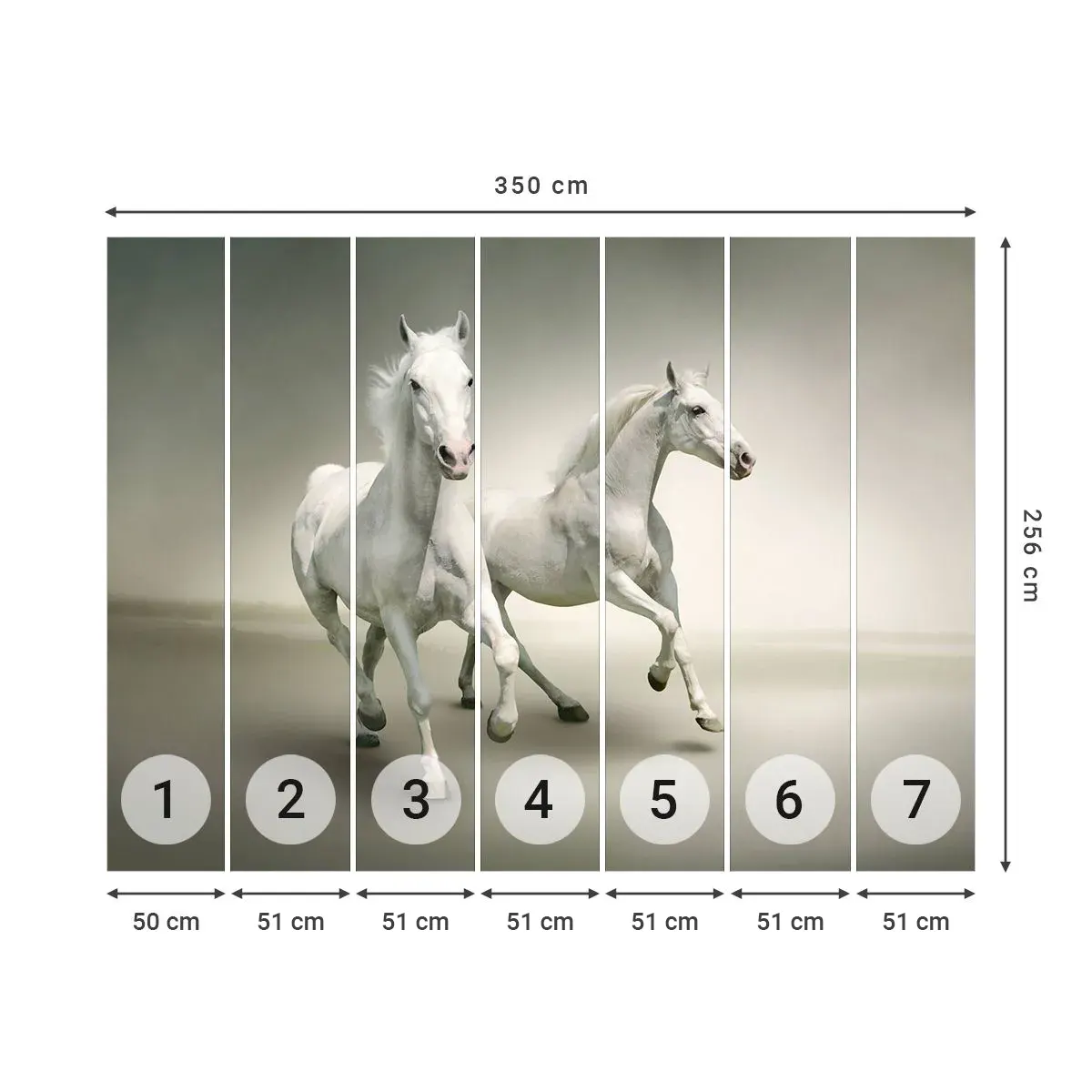 Self-Adhesive Photo Wallpaper Deluxe Sticker - White Power! - Animals, Horses, Nature - 350x256 cm