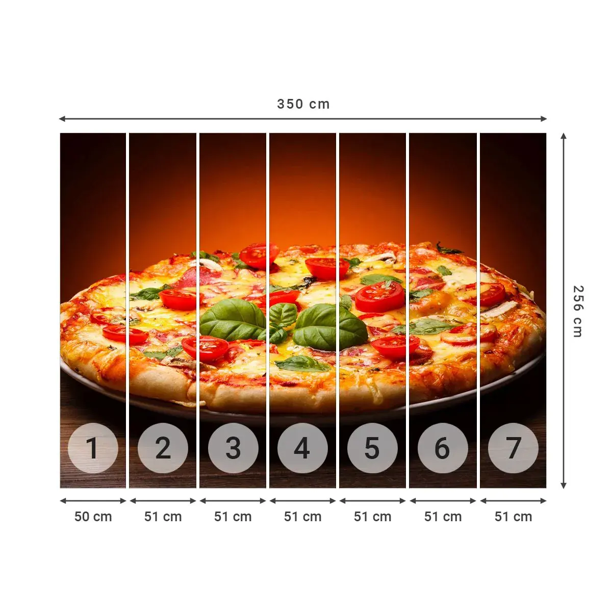 Selbstklebende Fototapete Deluxe Sticker - Mamma Mia! - Gastronomie, Pizza, Italien - 350x256 cm