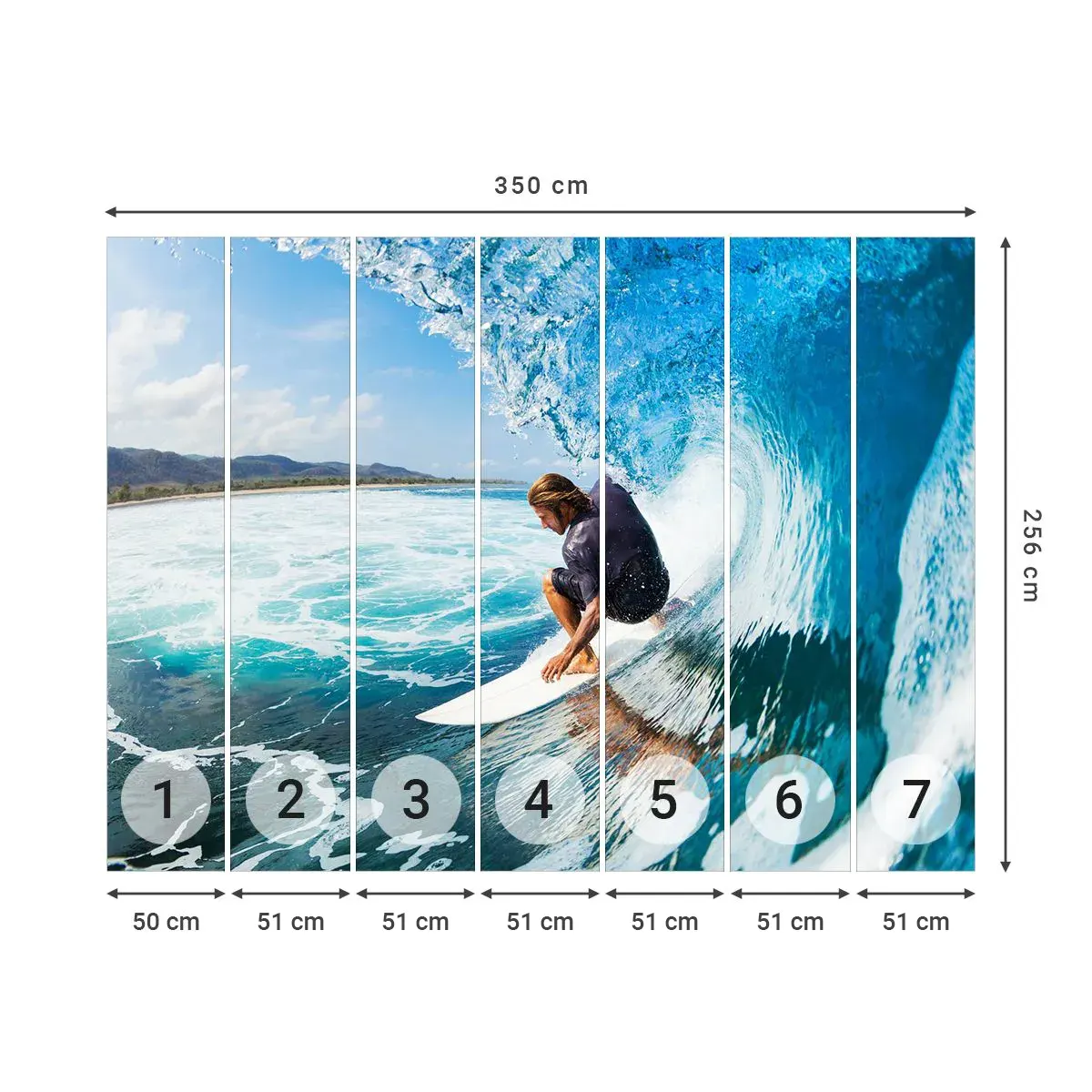 Fototapeta Samoprzylepna Deluxe Sticker - Tańczący z falami - Sport, Surfing, Deska Surfingowa - 350x256 cm