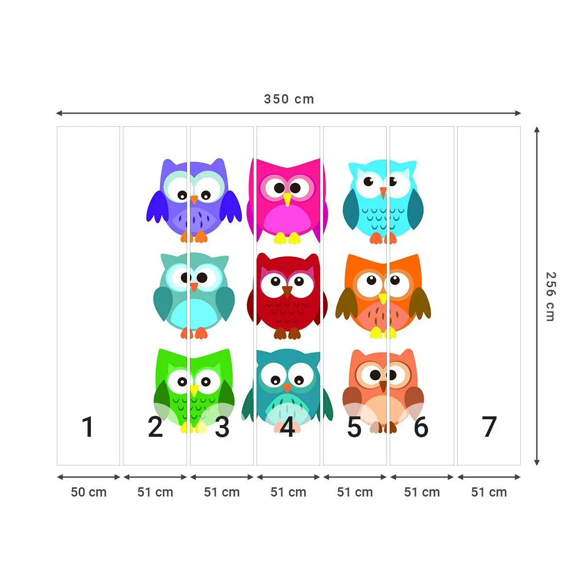 Papier Peint Autocollant Deluxe Sticker - C'est amusant d'être différent - Pour les enfants, Hibou, Graphique - 350x256 cm