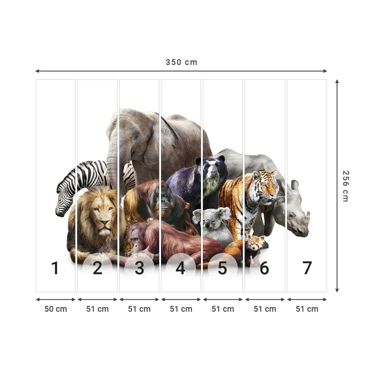 Fototapeta Samoprzylepna Deluxe Sticker - Afrykańska rodzinna fotografia - Abstrakcja, Zwierzęta, Wielka Piątka Afryki - 350x256 cm