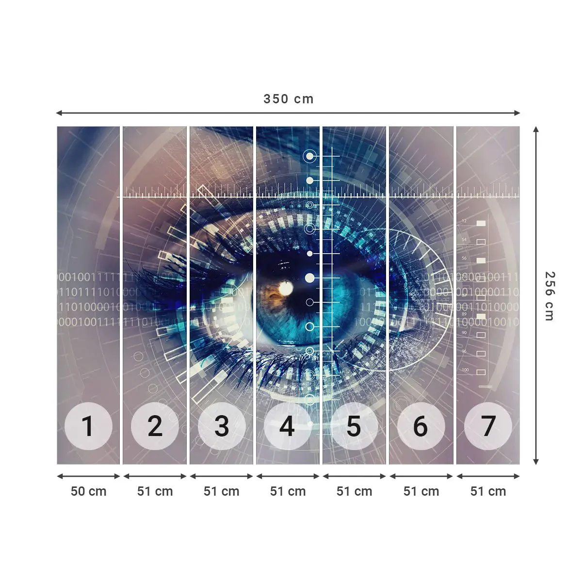 Zelfklevend Fotobehang Deluxe Sticker - Je denkt dat je me kent - Abstractie, Oog, Grafisch - 350x256 cm