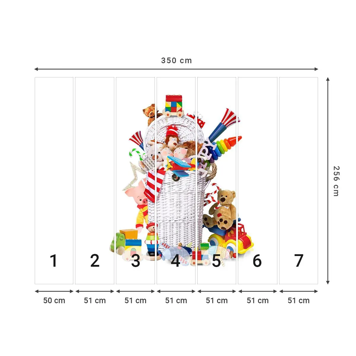 Tapet Autoadeziv Deluxe Sticker - Comorile micuțului - Jucării, Pentru copii, Camera copiilor - 350x256 cm