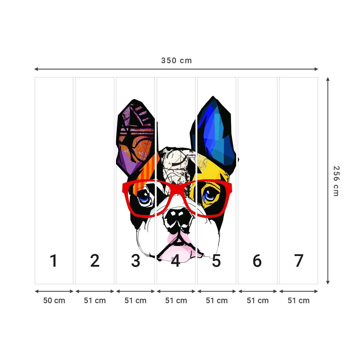 Fototapeta Samoprzylepna Deluxe Sticker - Intelektualista - Abstrakcja, Pies, Buldog Francuski - 350x256 cm