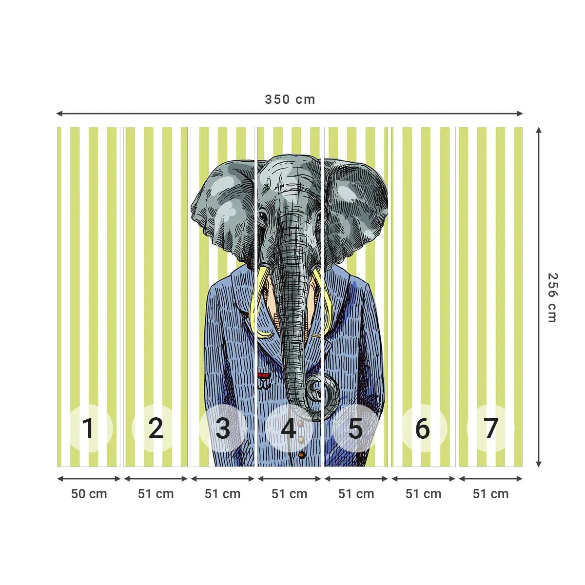 Tapet Autoadeziv Deluxe Sticker - Elegant prin natură - Abstracția, Elefant, Portret - 350x256 cm