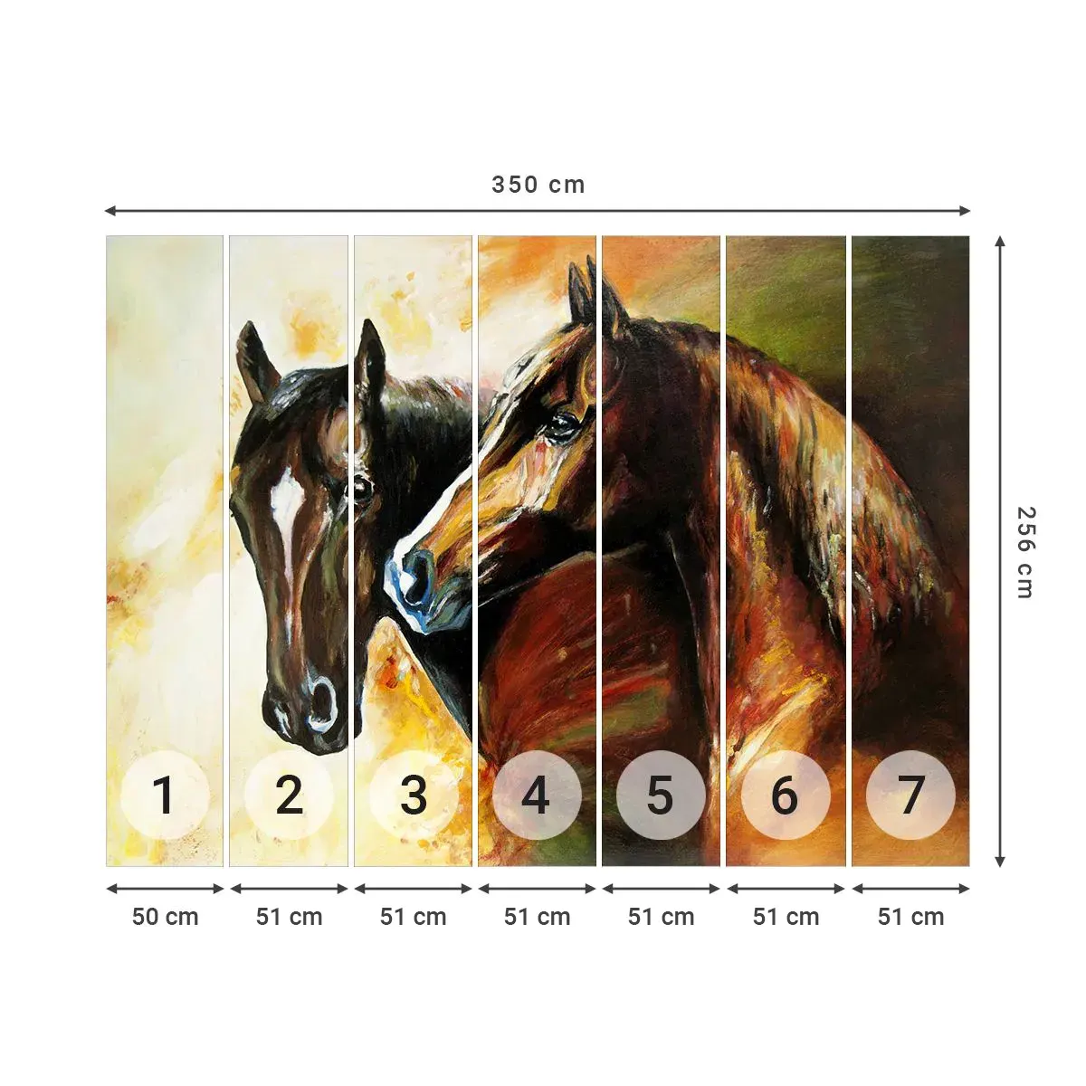 Self-Adhesive Photo Wallpaper Deluxe Sticker - Twice More Charm - Animals, Horses, Nature - 350x256 cm
