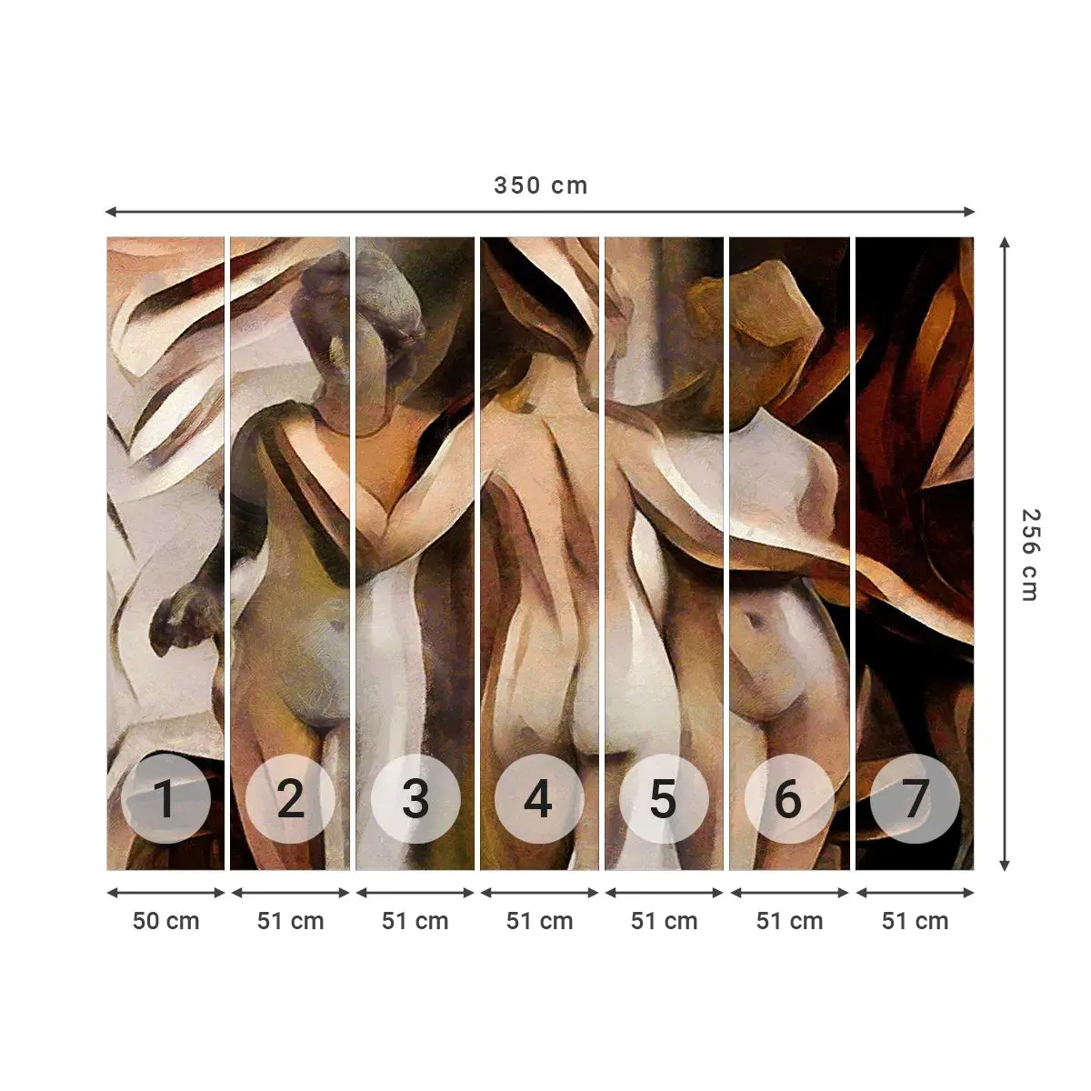 Fototapet Selvklæbende Deluxe Sticker - Tre Nåder 2.0 - Kvinde, Kubisme, Stykke - 350x256 cm