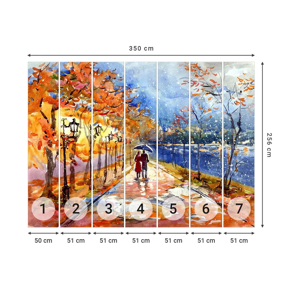 Fotomural Autadhesivo Deluxe Sticker - Juntos hasta el límite del tiempo - Paisaje, avenida del Parque, Árboles - 350x256 cm