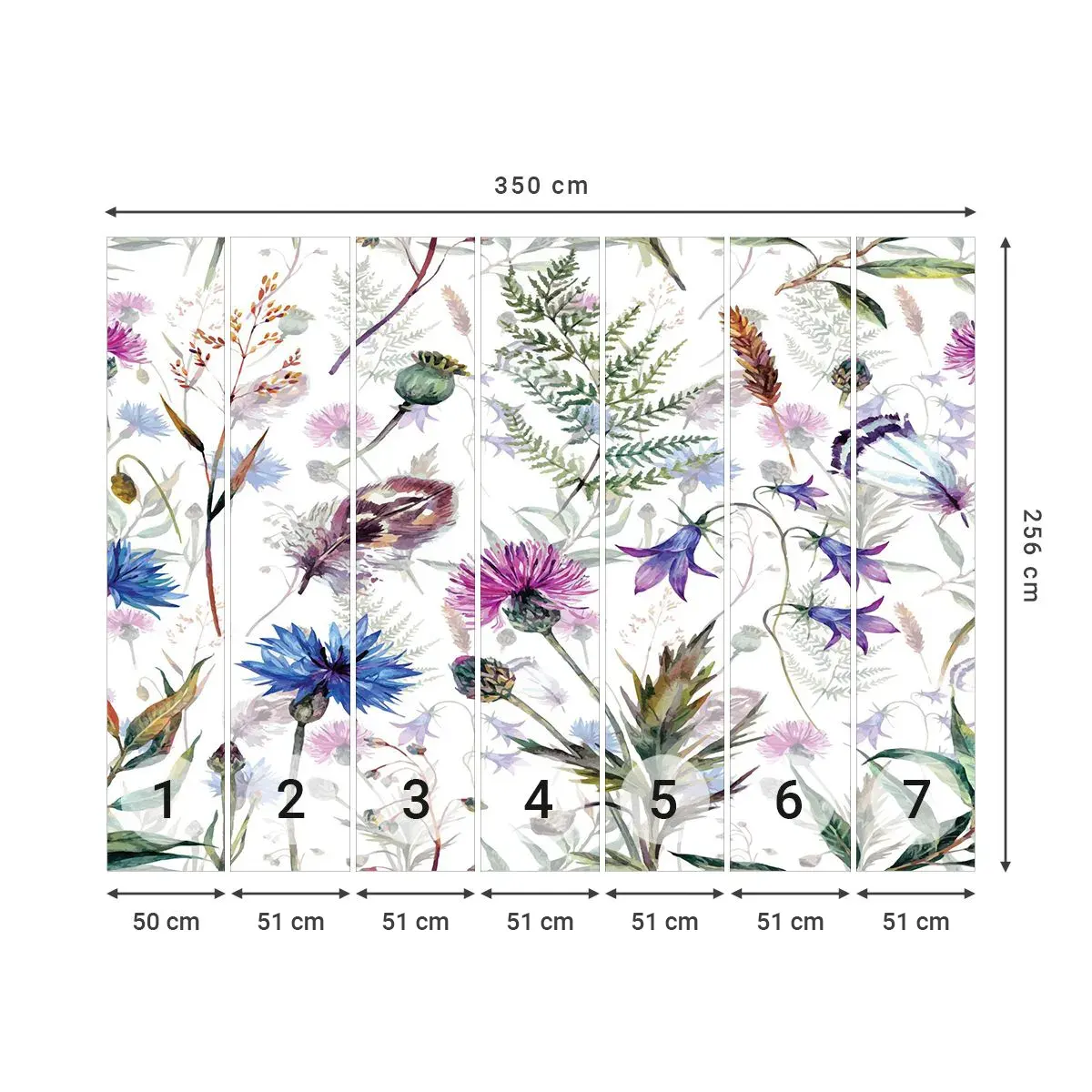 Självhäftande Fototapet Deluxe Sticker - Polska örter - Fältblommor, Trädgård, Natur - 350x256 cm