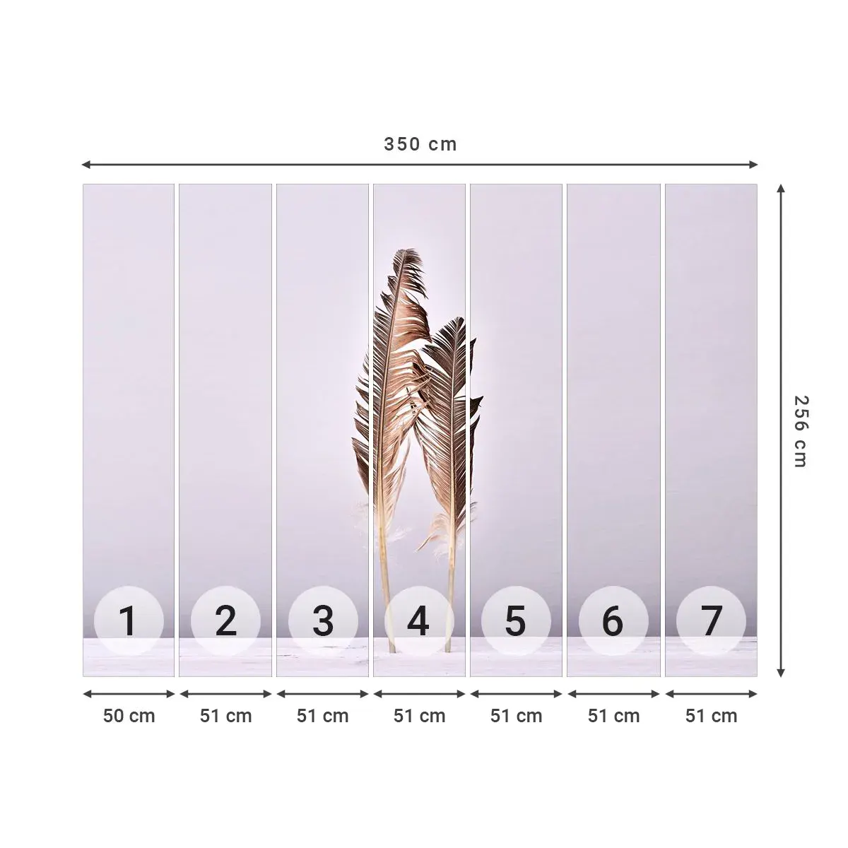 Fototapet Selvklæbende Deluxe Sticker - Mod intetheden - Fuglefjer, Stykke, Grafik - 350x256 cm