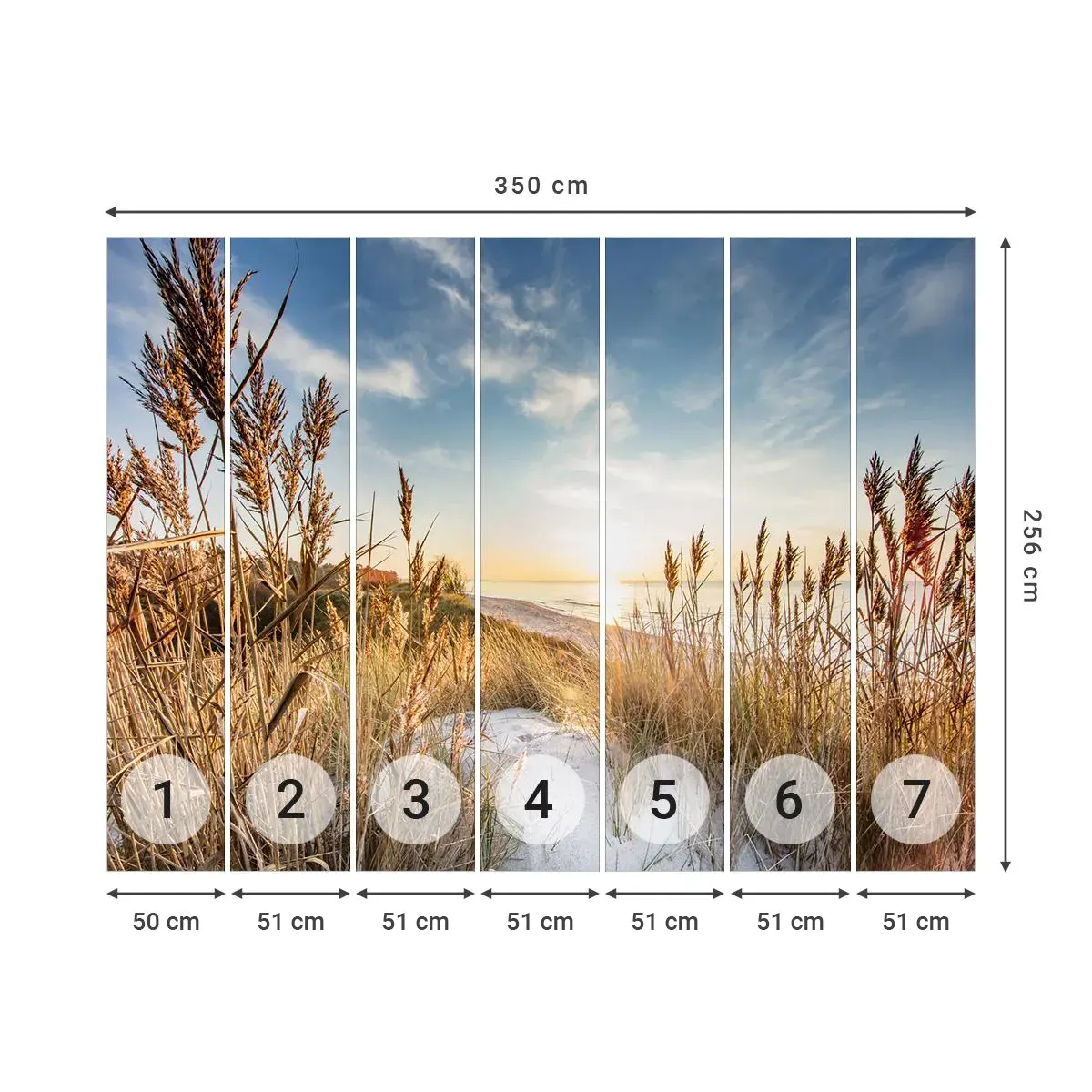 Selbstklebende Fototapete Deluxe Sticker - Nordstrand - Landschaft, Meer, Strand - 350x256 cm