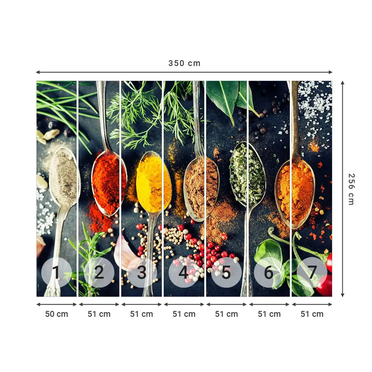 Självhäftande Fototapet Deluxe Sticker - Kulinarisk magi - Kryddor, Örter, Kök - 350x256 cm