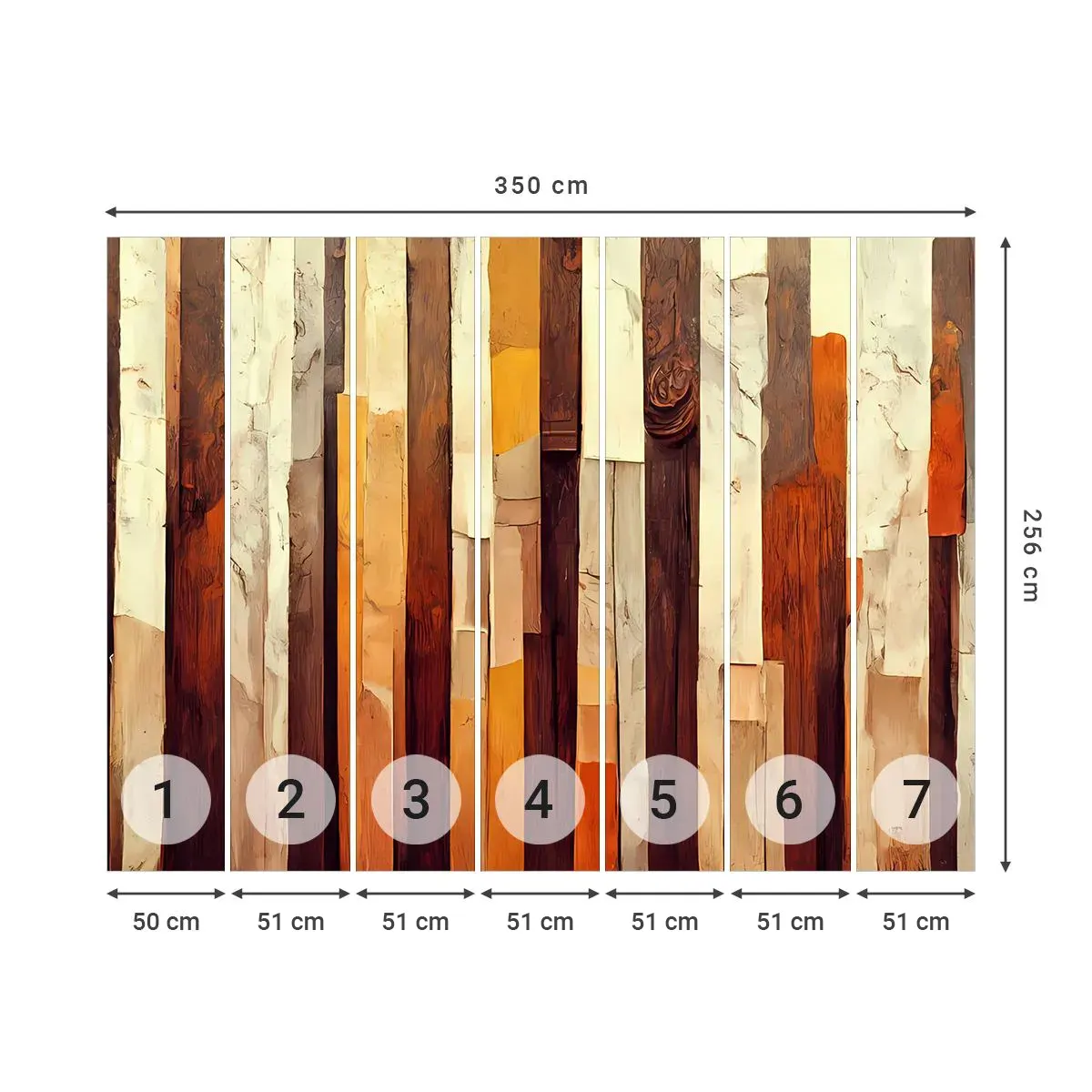 Selbstklebende Fototapete Deluxe Sticker - Hymne der Waldbäume - Stück, Abstraktion, Gürtel - 350x256 cm