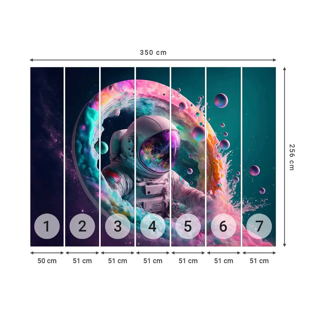 Selbstklebende Fototapete Deluxe Sticker - Sternentor - Astronaut, Galaxis, Futuristisch - 350x256 cm