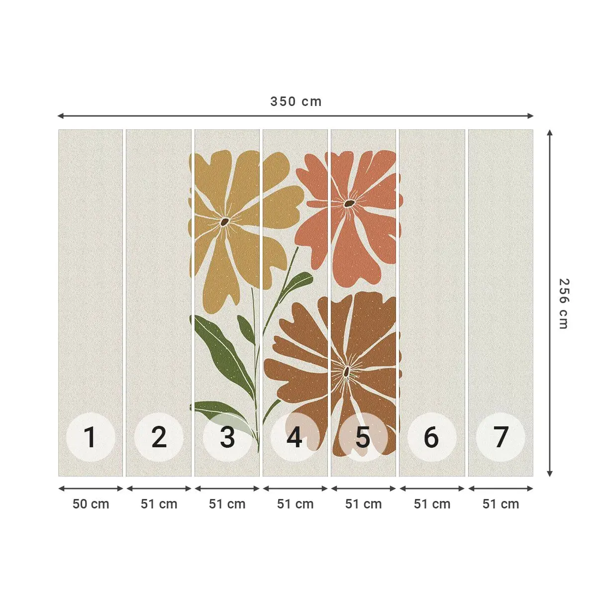 Tapet Autoadeziv Deluxe Sticker - Natură și geometrie - Boho, Flori, Minimalism - 350x256 cm