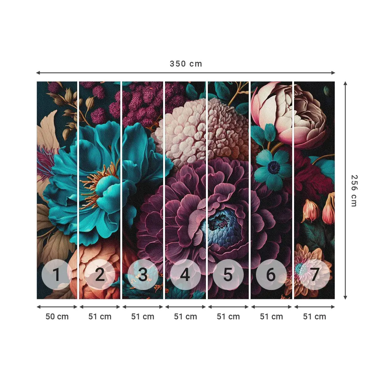 Fototapet Selvklæbende Deluxe Sticker - Natur i overflod - Blomster, Botanik, Årgang - 350x256 cm