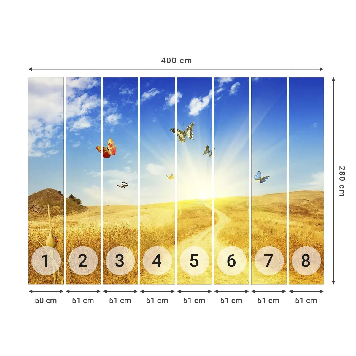 Self-Adhesive Photo Wallpaper Deluxe Sticker - How Can You Not Love the Summer? - Landscape, Butterflies, Nature - 400x280 cm
