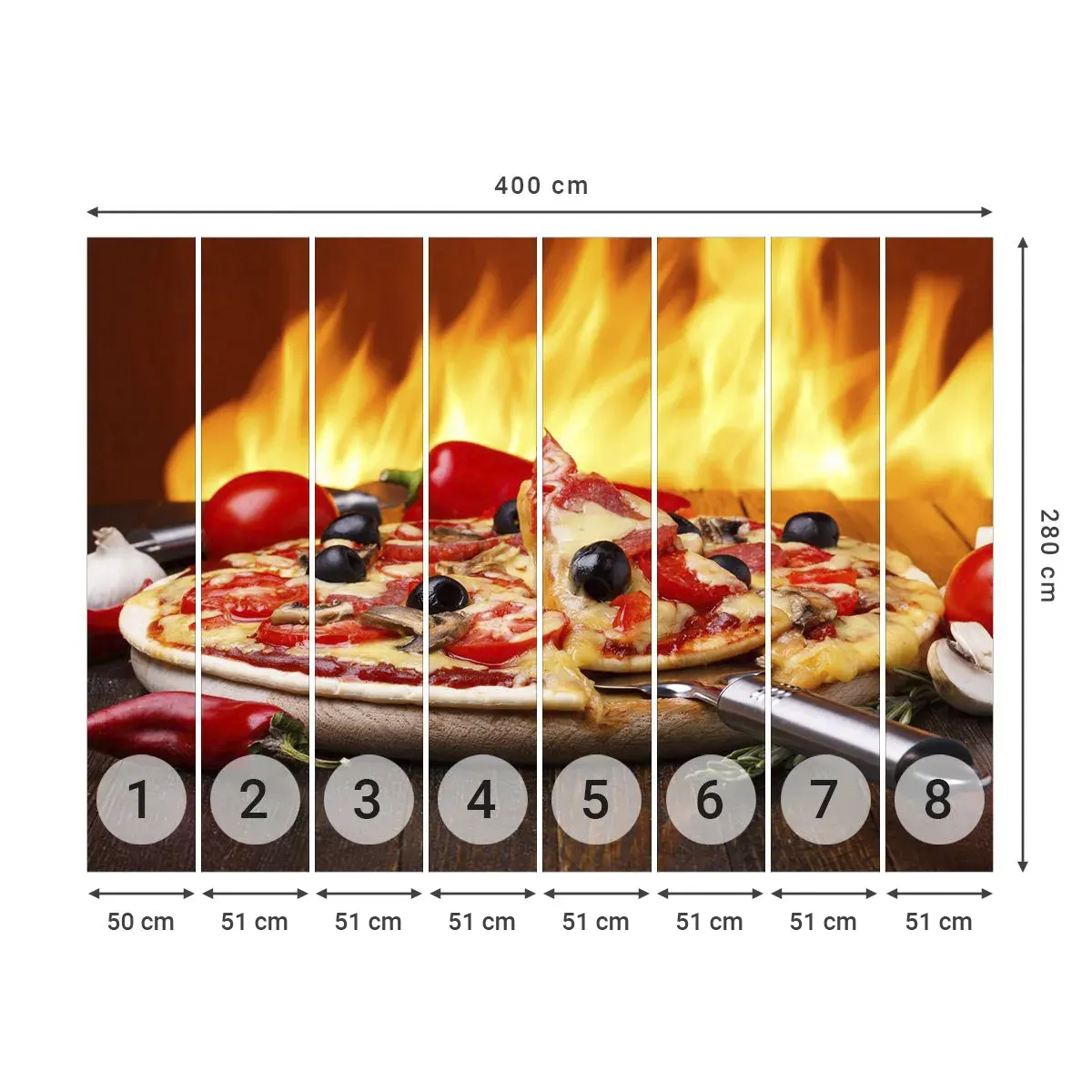 Selbstklebende Fototapete Deluxe Sticker - Aus Italien mit Liebe - Gastronomie, Pizza, Italien - 400x280 cm