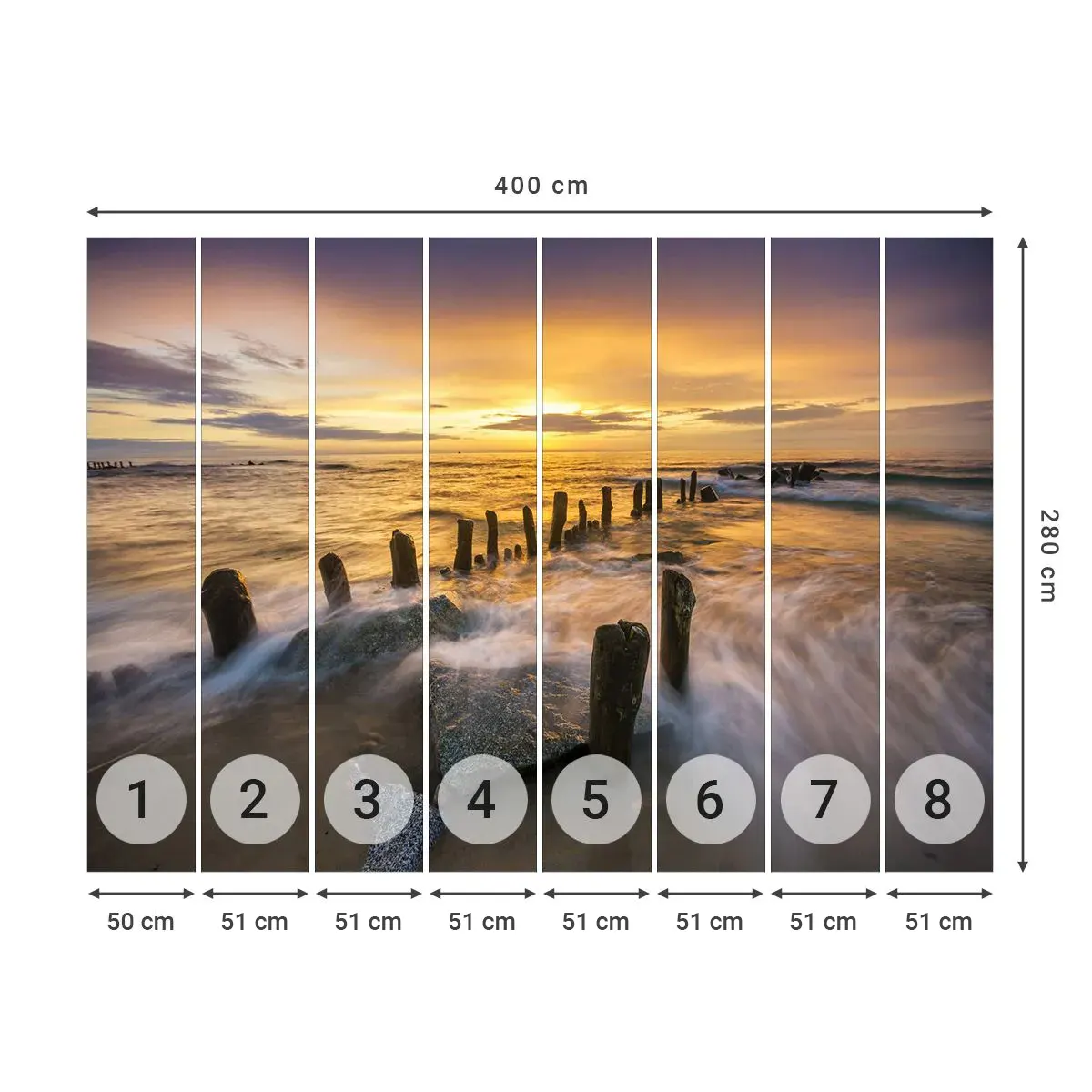 Fotomurali Autoadesivo Deluxe Sticker - La bellezza selvatica del Baltico - Paesaggio, mare Baltico, Spiaggia - 400x280 cm