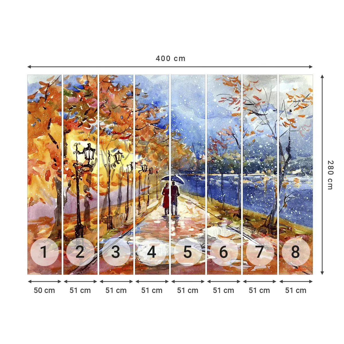 Papel de Parede Autocolante Deluxe Sticker - Juntos até ao limite do tempo - Paisagem, Avenida Parque, Árvores - 400x280 cm