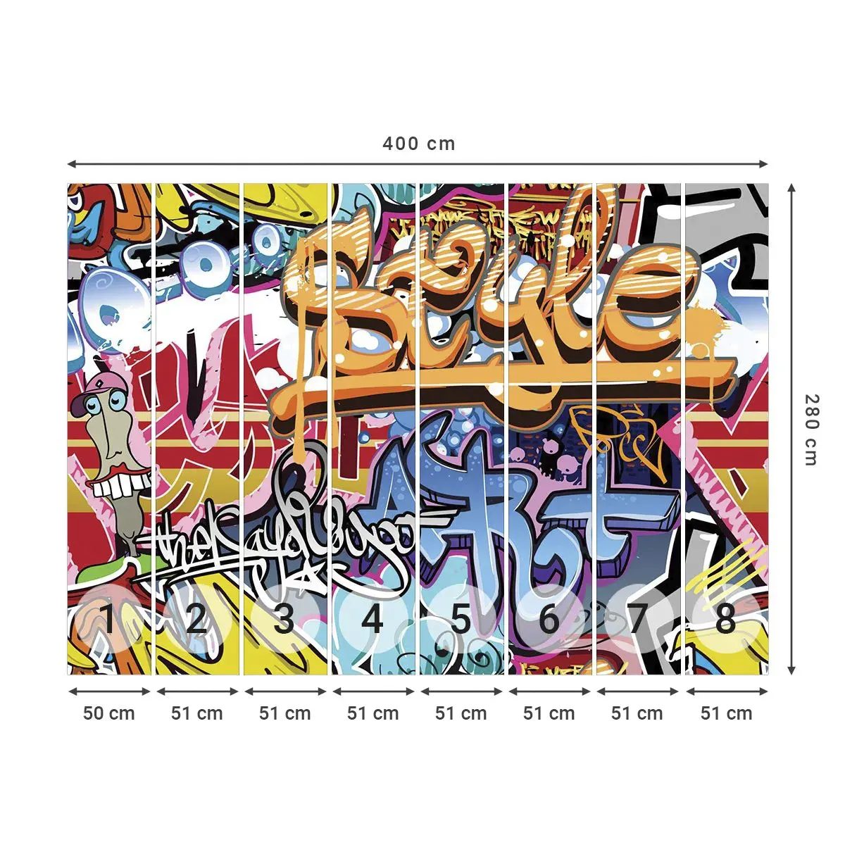 Fotomurali Autoadesivo Deluxe Sticker - Murali, murali, murali… - Graffiti, Pezzo, Modello moderno - 400x280 cm