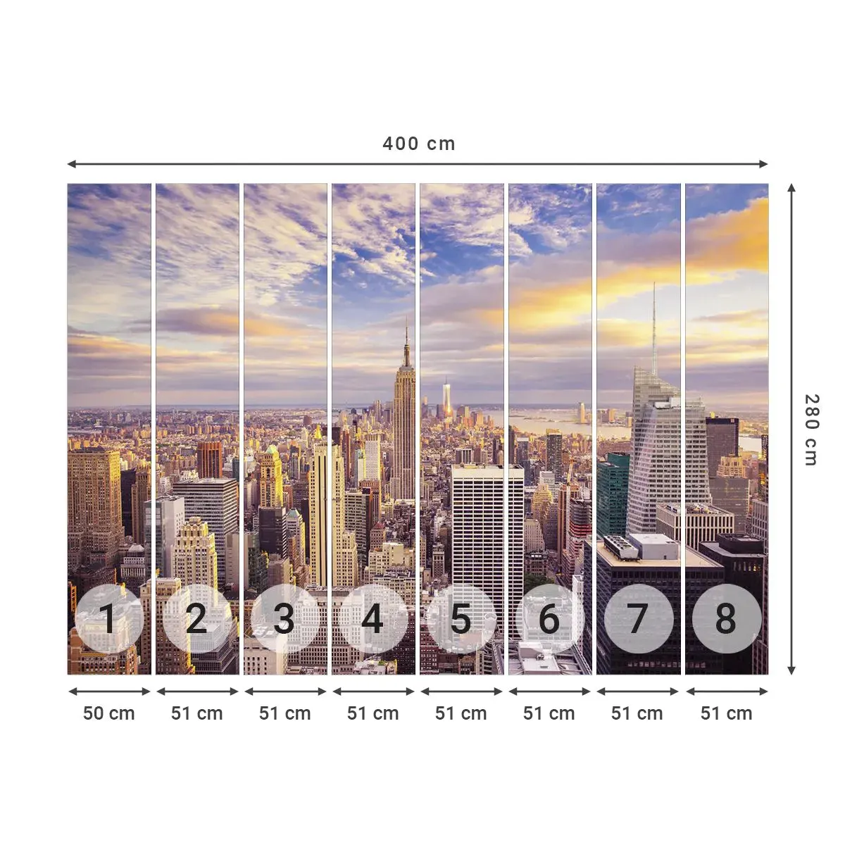 Papel de Parede Autocolante Deluxe Sticker - Alcançar as nuvens - Cidade, Nova Iorque, Arquitetura - 400x280 cm