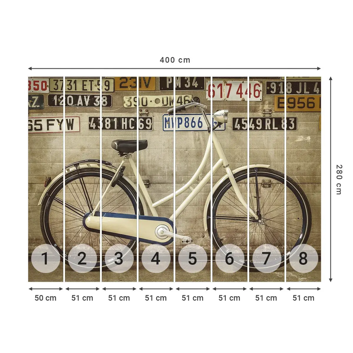 Tapet Autoadeziv Deluxe Sticker - Fără complexe - mural, Bicicleta, Farfurii - 400x280 cm