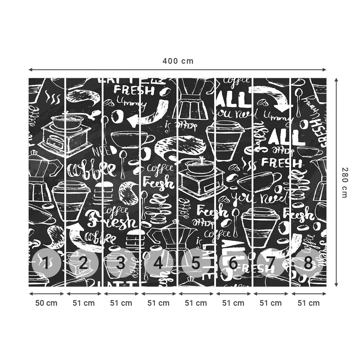 Tapet Autoadeziv Deluxe Sticker - All you need is… - Gastronomie, mural, Graffiti - 400x280 cm