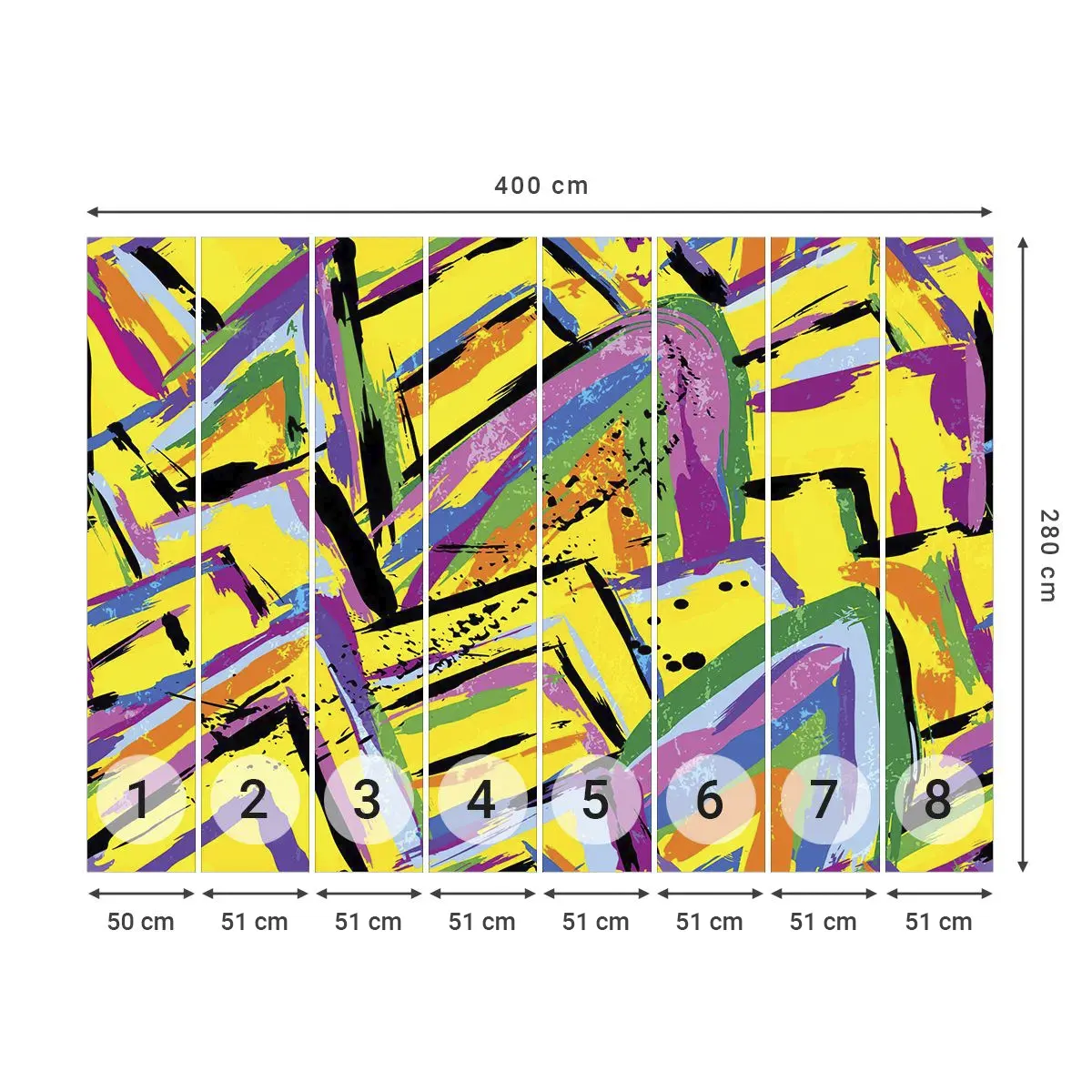 Selbstklebende Fototapete Deluxe Sticker - Bis sie vor Freude schreit - Abstraktion, Stück, Malerei - 400x280 cm