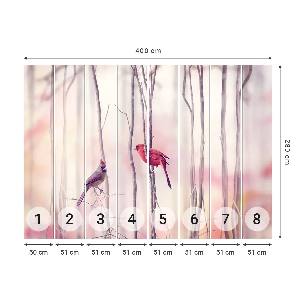 Samolepiaca Fototapeta Deluxe Sticker - Príbeh ružového lesa - Vták, Príroda, les - 400x280 cm