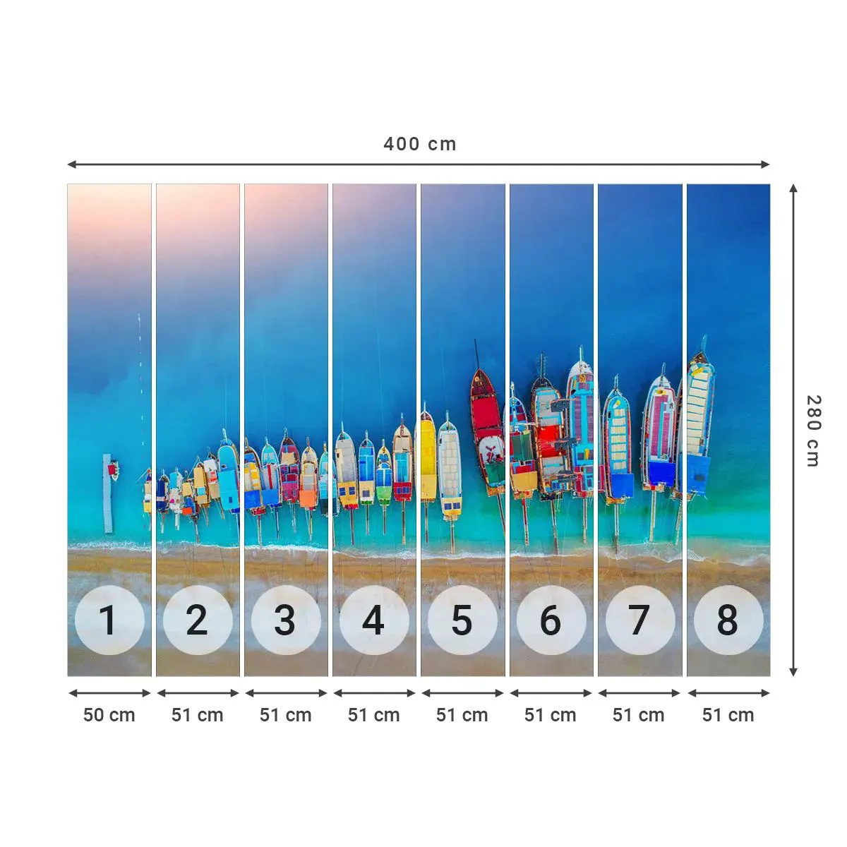 Fototapeta Samolepicí Deluxe Sticker - Z ptačí perspektivy - Krajina, Pláž, Moře - 400x280 cm