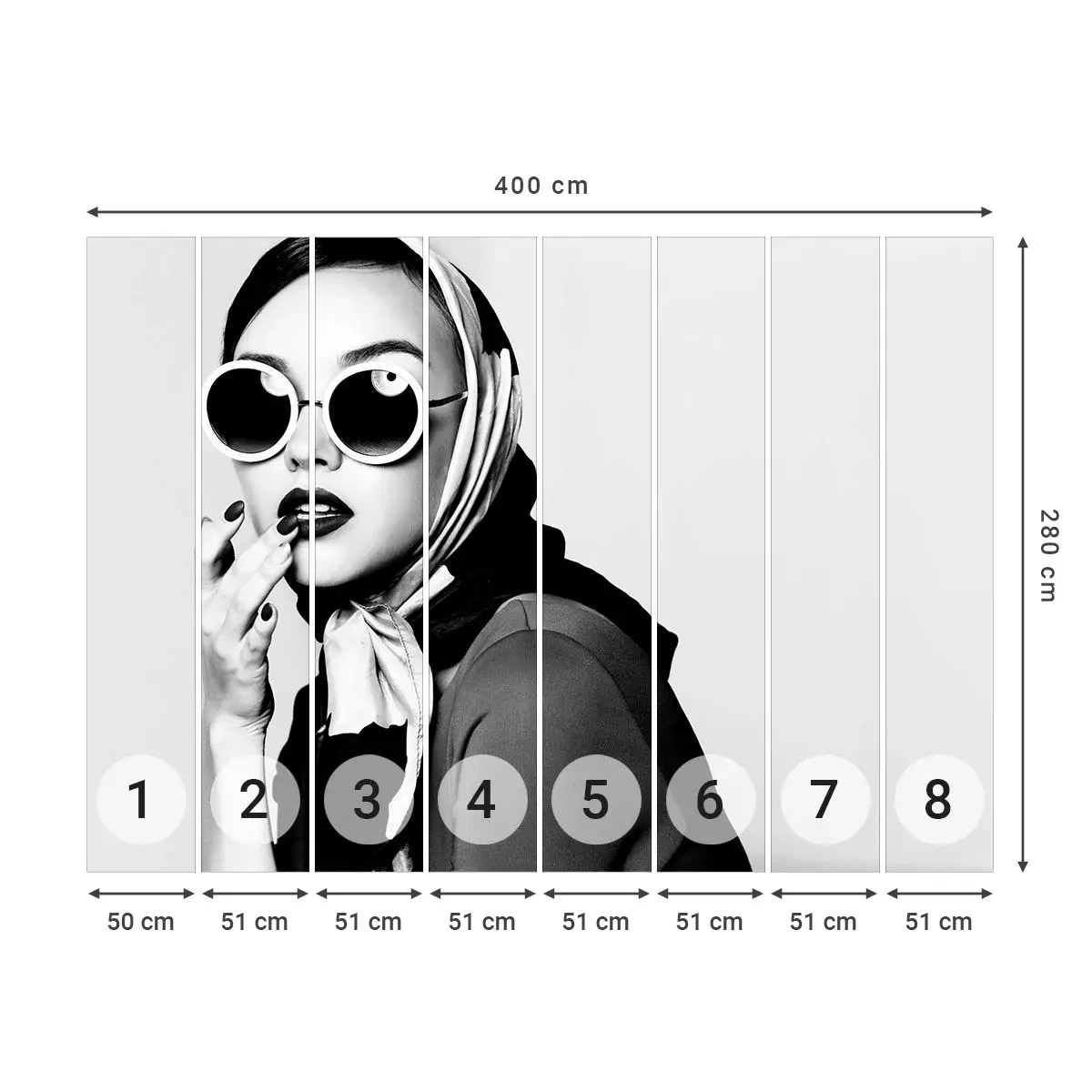 Papier Peint Autocollant Deluxe Sticker - Salutations des années 60 - Femme, Visage de femme, Ancien - 400x280 cm