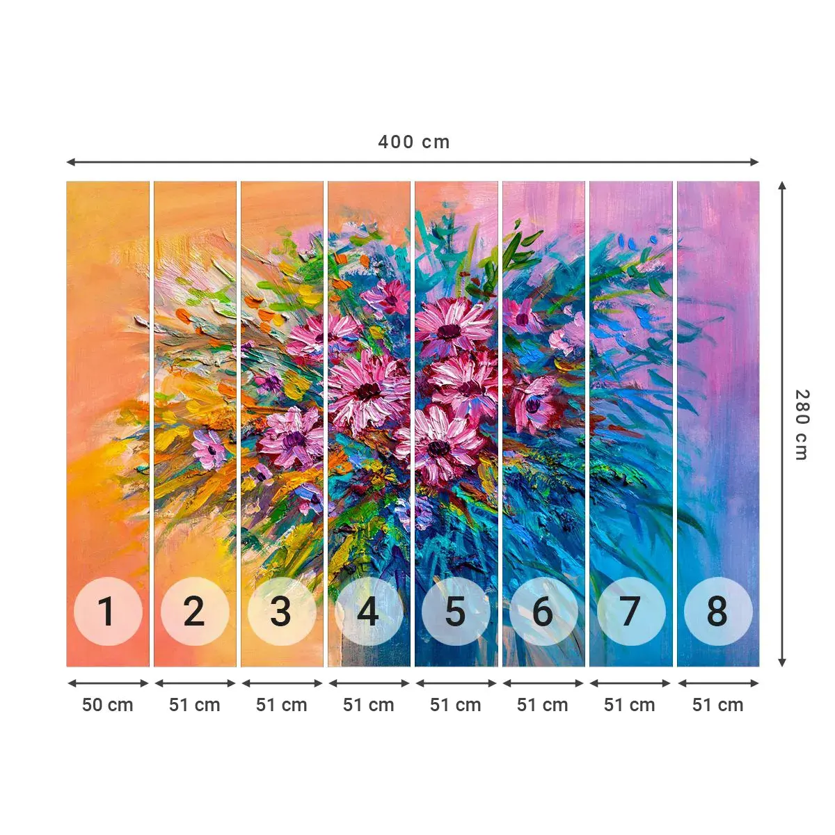 Selbstklebende Fototapete Deluxe Sticker - Lebensenergie - Blumen, Blumenstrauß, Garten - 400x280 cm